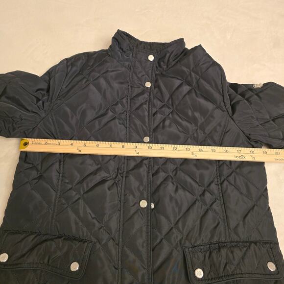 Lauren Ralph Lauren Black Quilted Jacket Size M Snap Button Equestrian Timeless - Picture 12 of 13